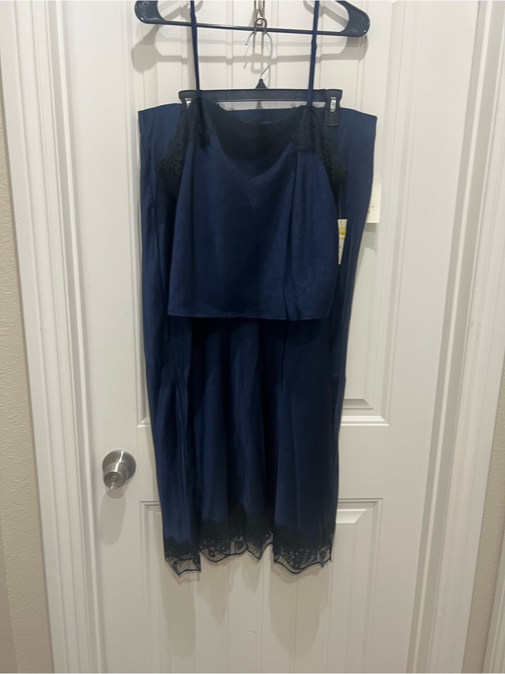 a new day Navy Lace-Trim Midi Slip Dress